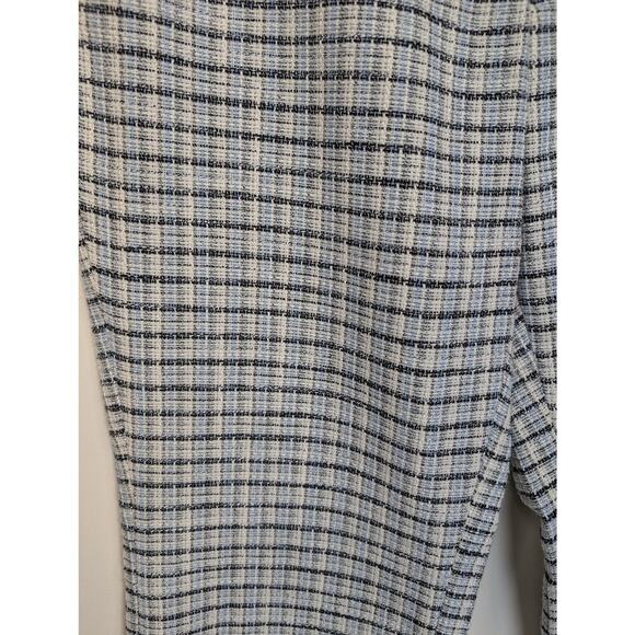 Bcbgeneration Large Pants Tweed Woven Blue Cream Crop High Rise Silver Buttons - Picture 7 of 9